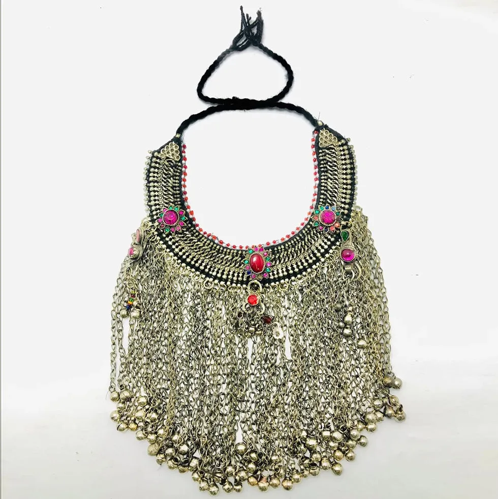 Massive Gypsy Silver Kuchi Dangling Bells Choker