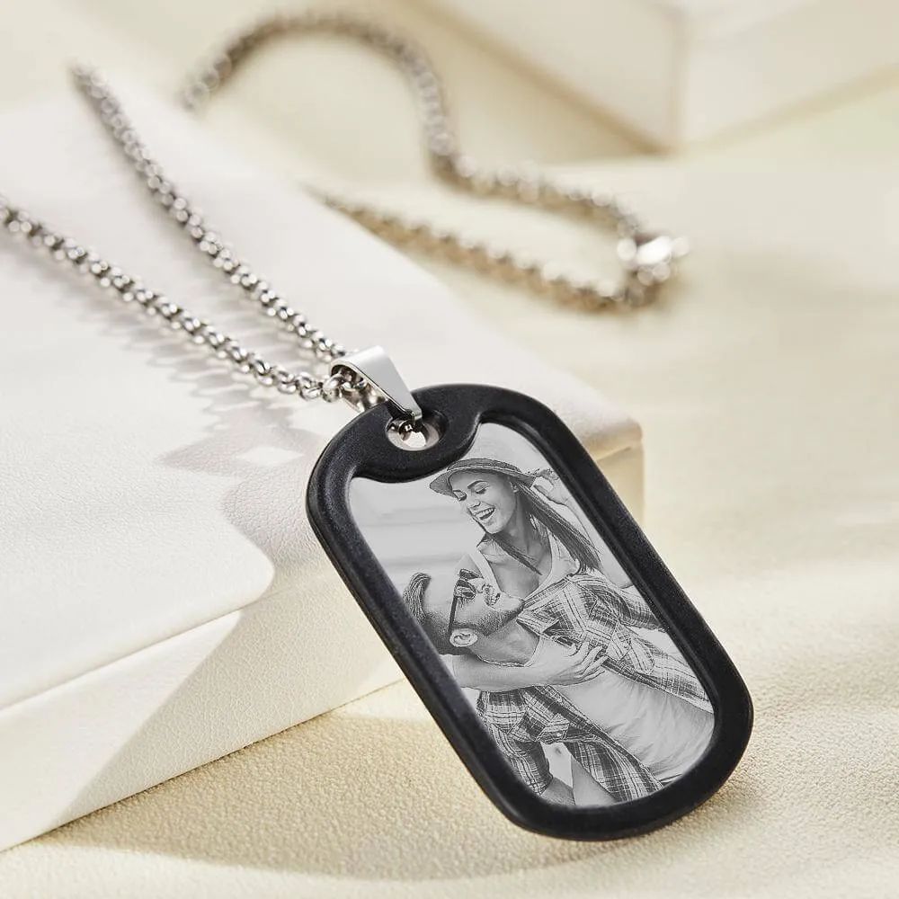 Men's Personalized Custom Photo Calendar Dog Tag Necklace