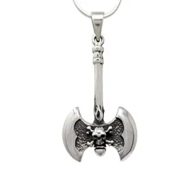 Men's Sterling Silver Pendant Skull Axe Design