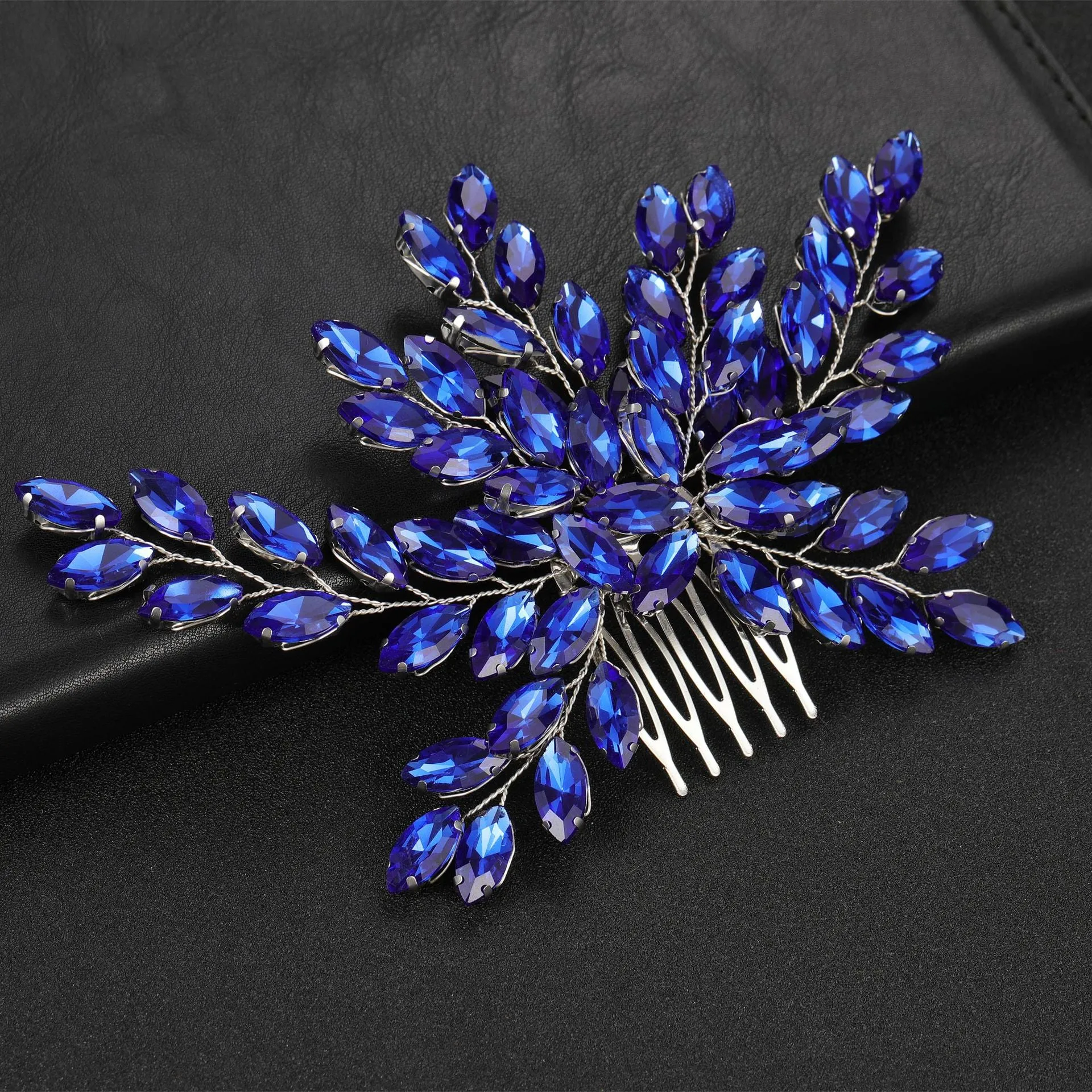 Milk Crystal Hair Combs Handmade Gold Silver Blue Wedding Hair Accessory