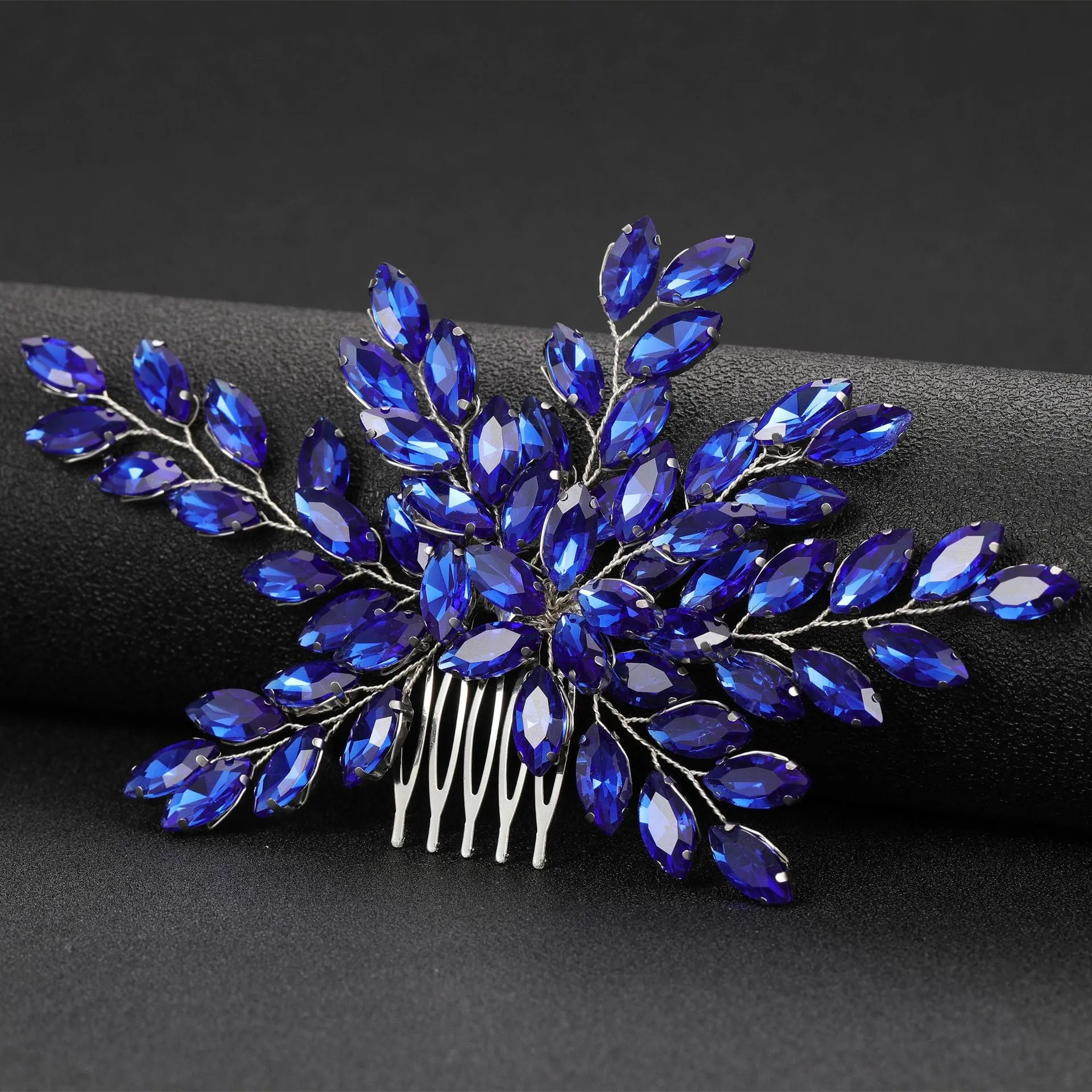 Milk Crystal Hair Combs Handmade Gold Silver Blue Wedding Hair Accessory