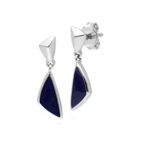 Mini Statement Lapislazuli Tropfen Ohrringe in 925 Sterling Silber