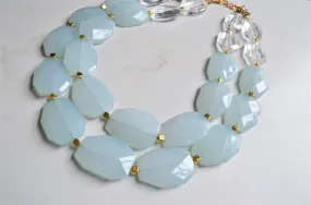 Mint Green Statement Beaded Acrylic Chunky Necklace - Ruby