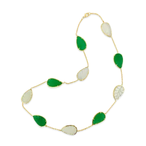 Moonstone & Chrysoprase Leaf Necklace