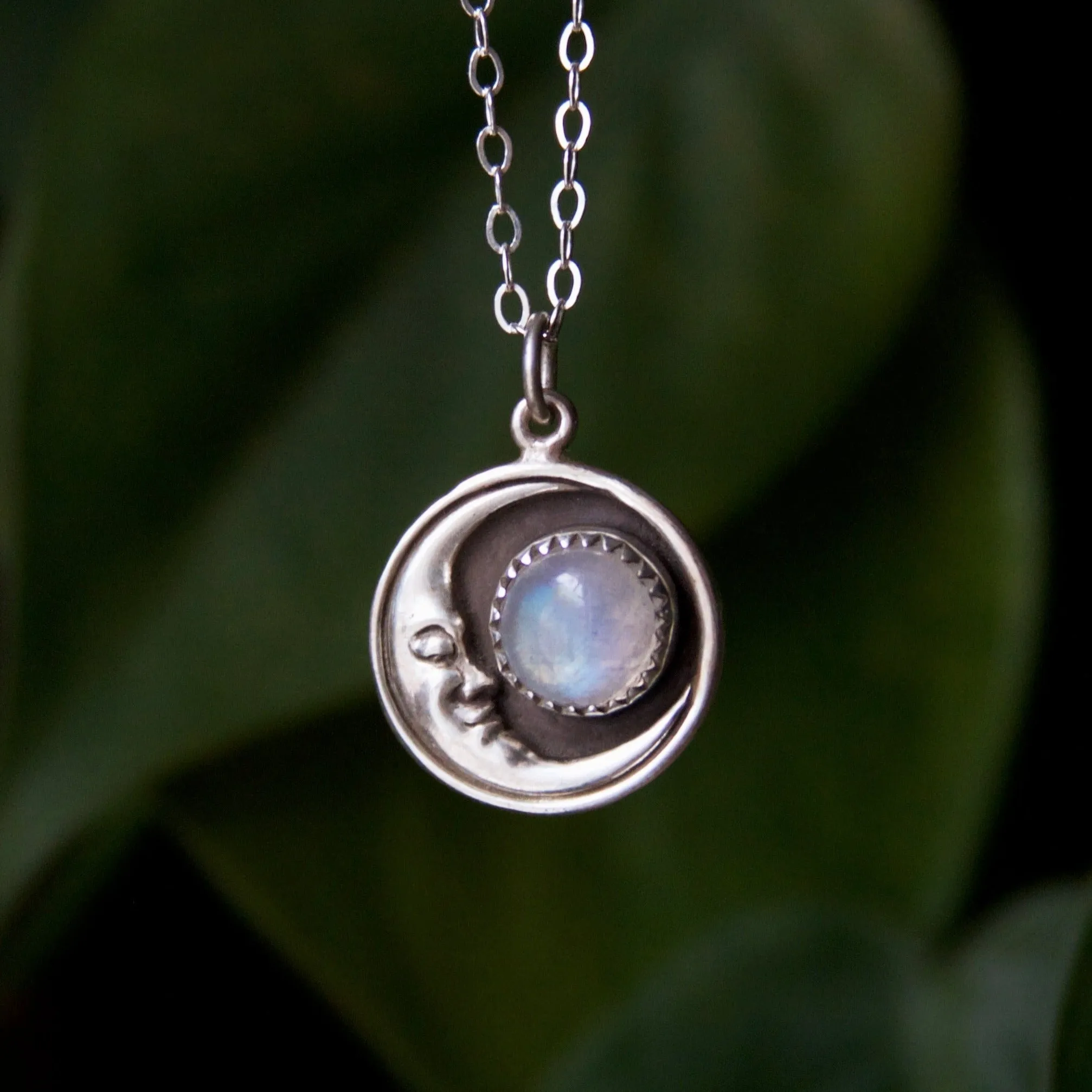 Moonstone Crescent Moon Necklace