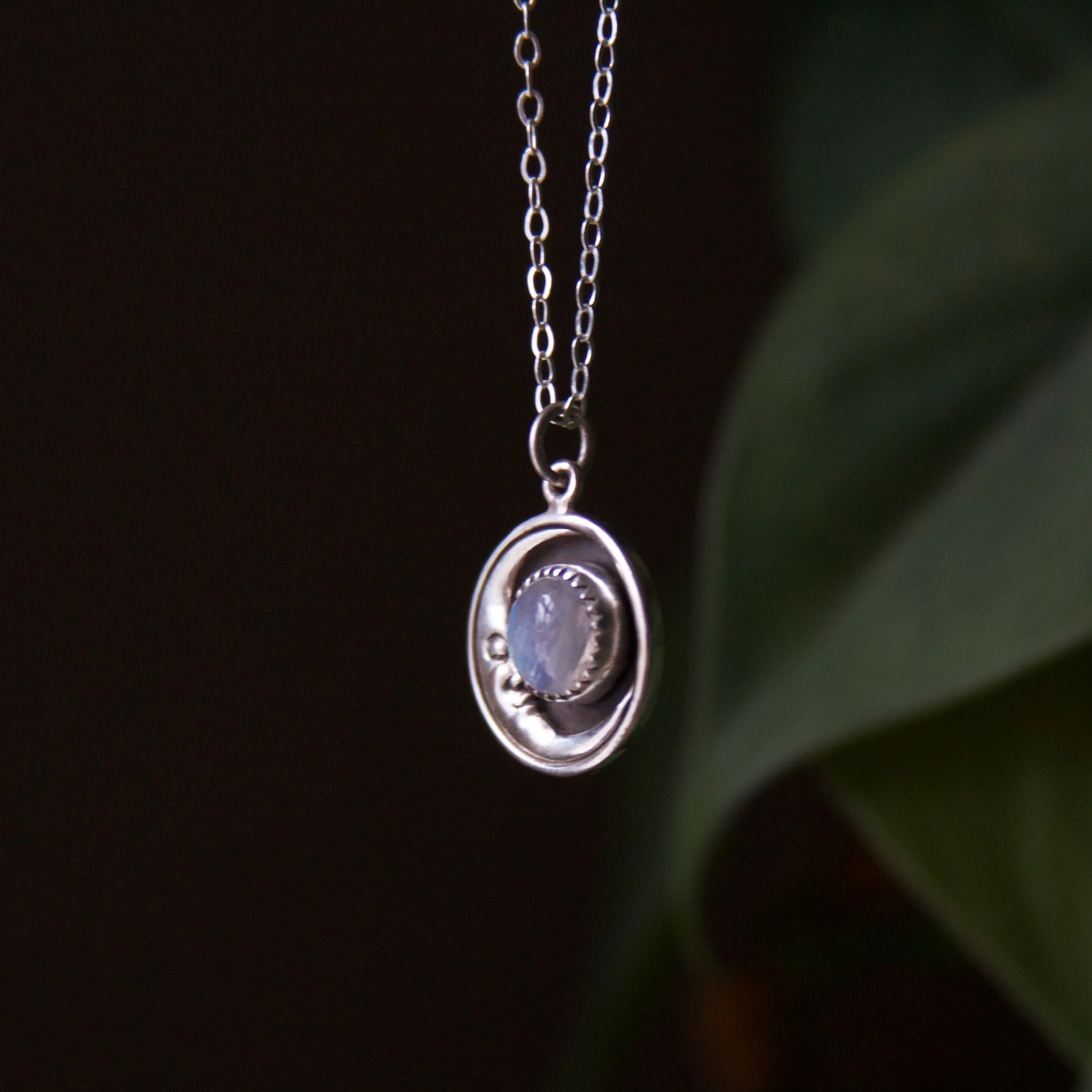 Moonstone Crescent Moon Necklace