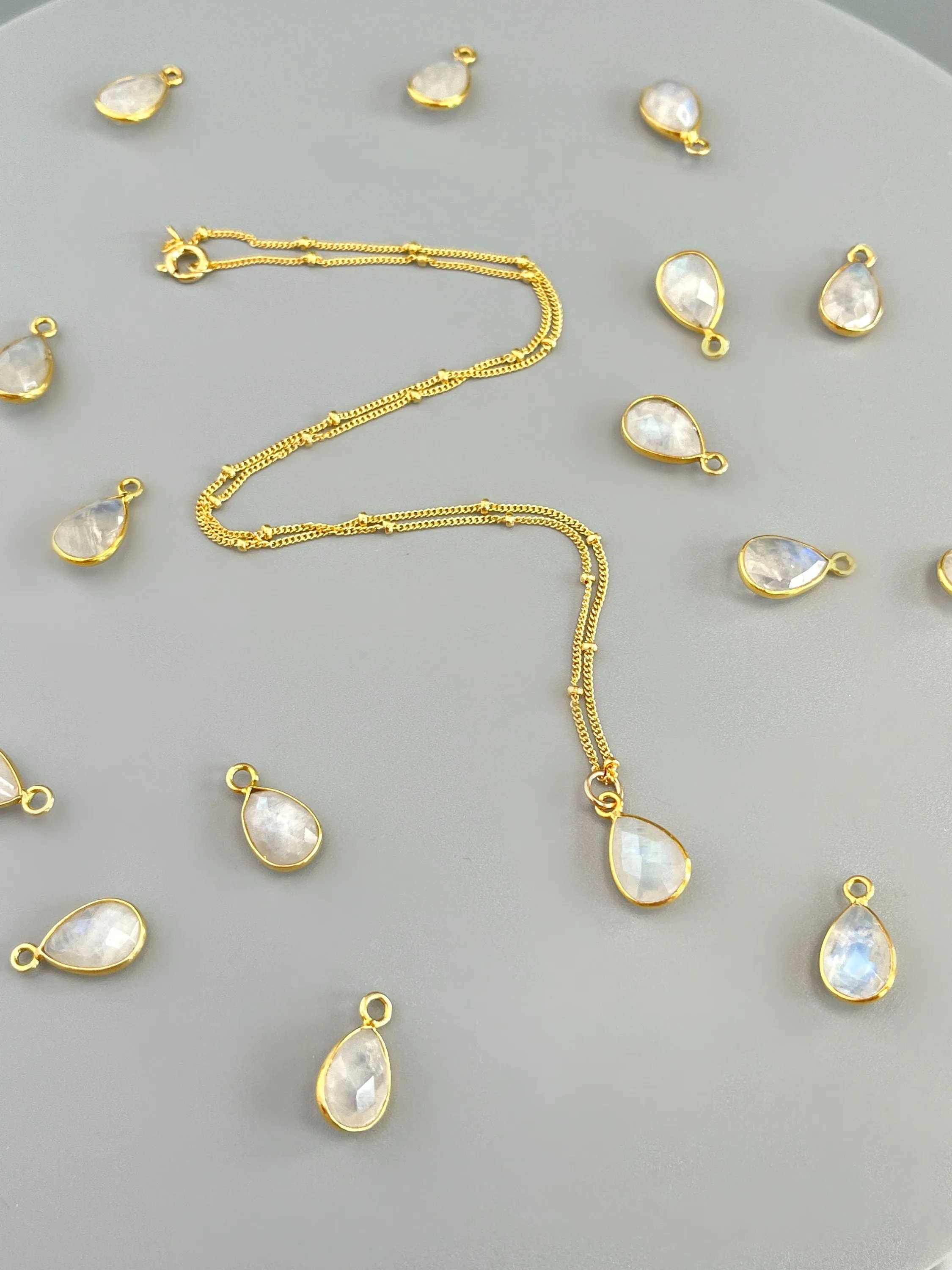 Moonstone Necklace 14k Gold Fill Dainty Gemstone Pendant Necklace