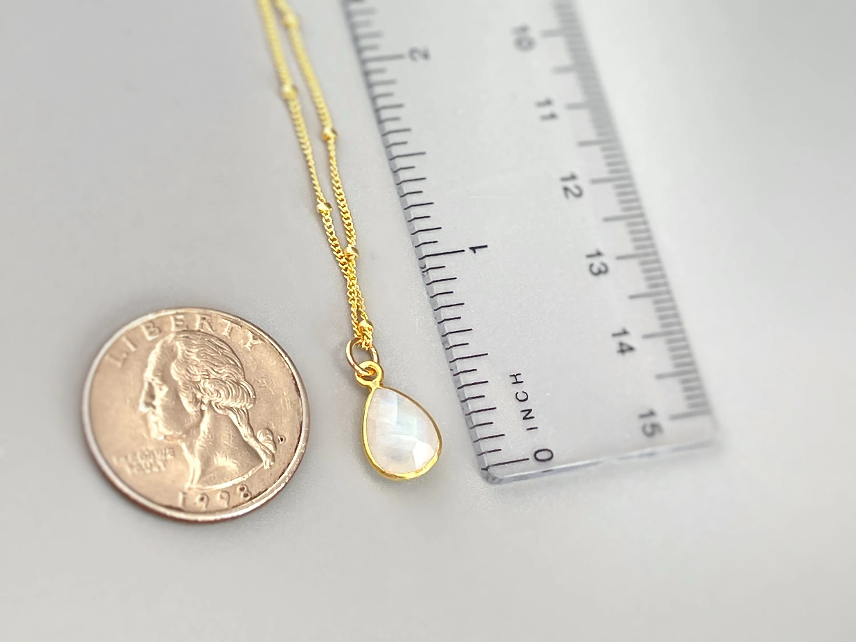 Moonstone Necklace 14k Gold Fill Dainty Gemstone Pendant Necklace