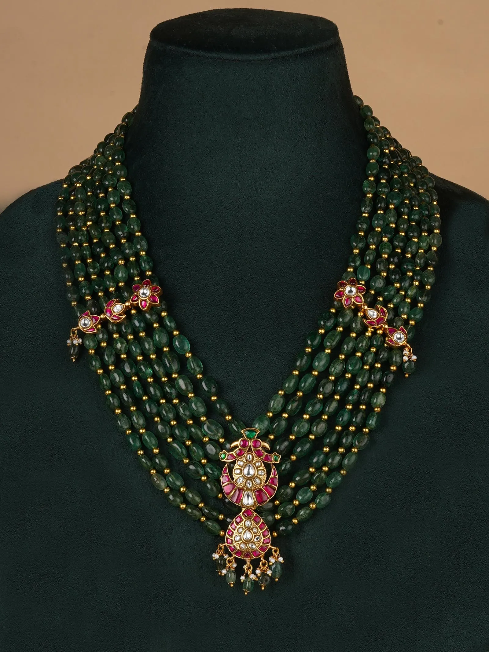 Multicolor Gold Plated Jadau Kundan Necklace Set - MS2254M