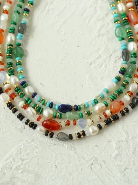 Multiple Irregular Colored Agate Natural Stone Necklace