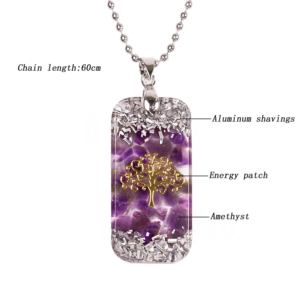 Natural Crystal Reiki Energy Life Of Tree Healing Orgonite Necklace