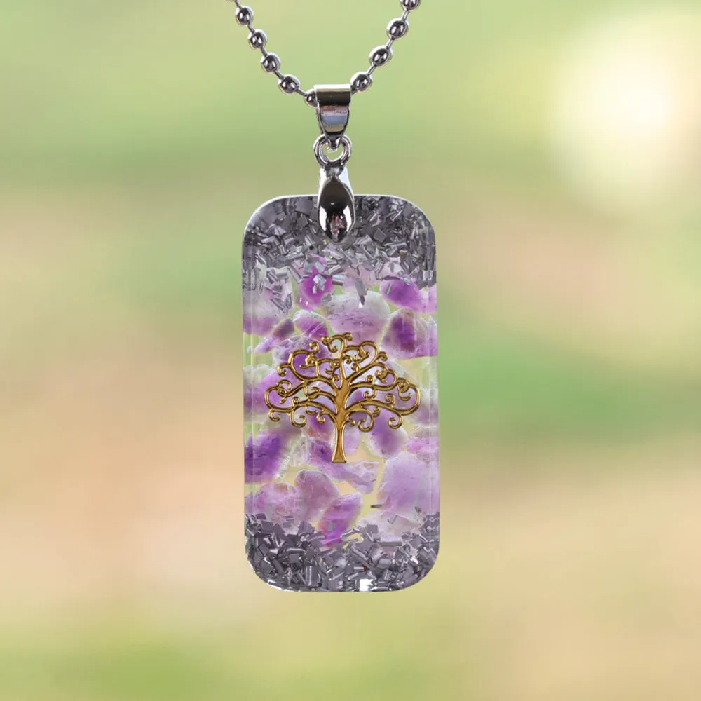 Natural Crystal Reiki Energy Life Of Tree Healing Orgonite Necklace