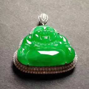 Natural Jade Pendant Jadeite Gold Buddha Pendant PT225