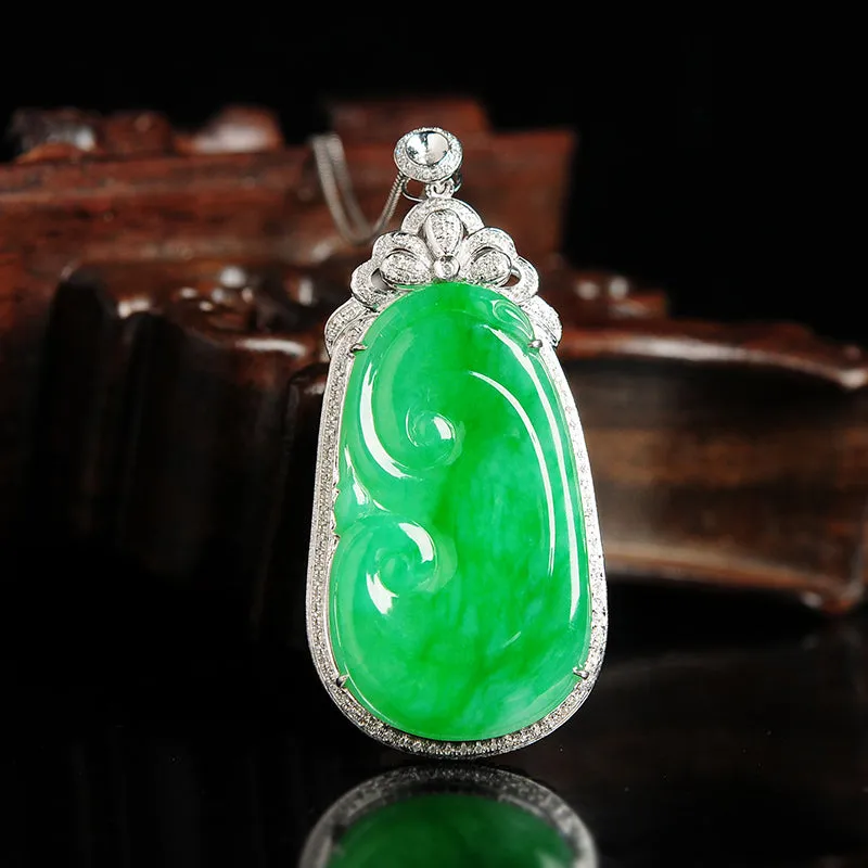 Natural Jade Pendant Jadeite Gold Ruyi Pendant PT25