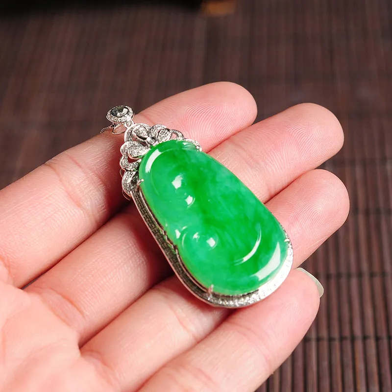 Natural Jade Pendant Jadeite Gold Ruyi Pendant PT25