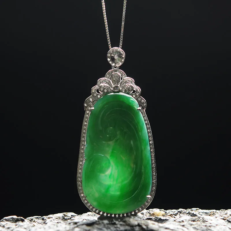 Natural Jade Pendant Jadeite Gold Ruyi Pendant PT25