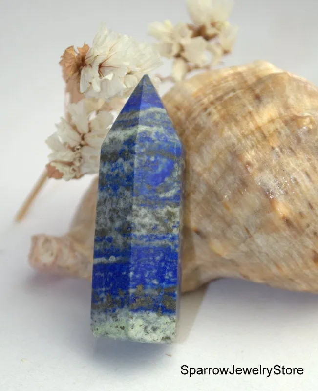 Natural Lapis Lazuli point tower obelisk Polished lapis gemstone point Meditation carved crystal point Yoga anti-stress healing gift for him