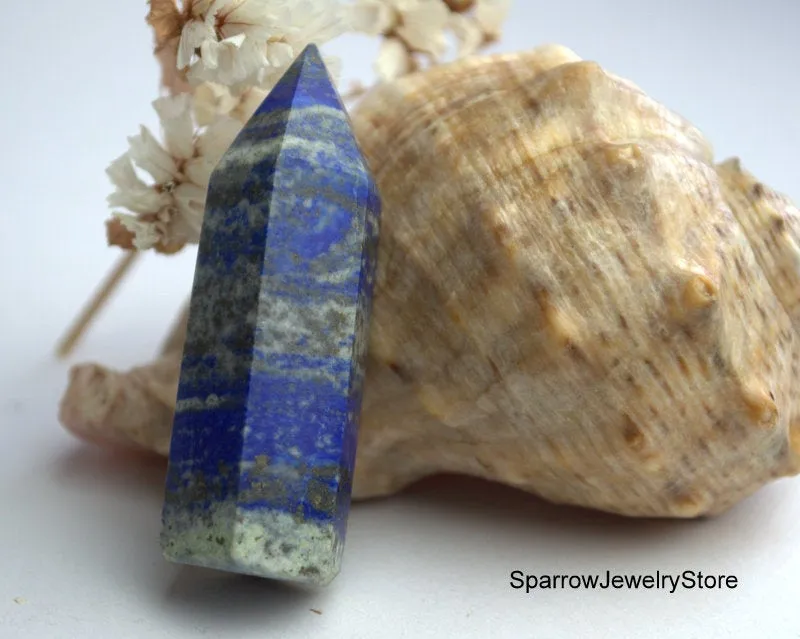 Natural Lapis Lazuli point tower obelisk Polished lapis gemstone point Meditation carved crystal point Yoga anti-stress healing gift for him