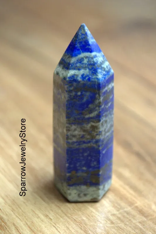 Natural Lapis Lazuli point tower obelisk Polished lapis gemstone point Meditation carved crystal point Yoga anti-stress healing gift for him