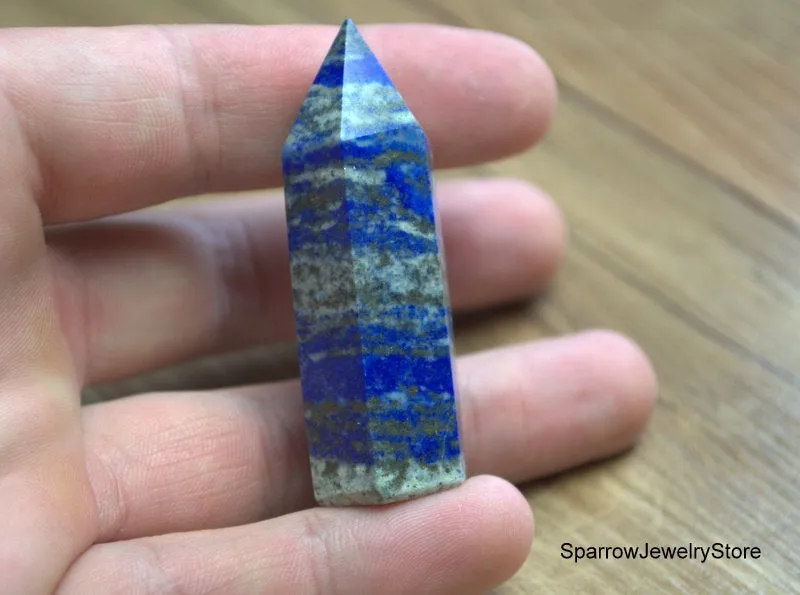 Natural Lapis Lazuli point tower obelisk Polished lapis gemstone point Meditation carved crystal point Yoga anti-stress healing gift for him