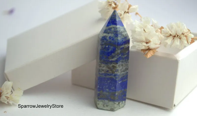 Natural Lapis Lazuli point tower obelisk Polished lapis gemstone point Meditation carved crystal point Yoga anti-stress healing gift for him