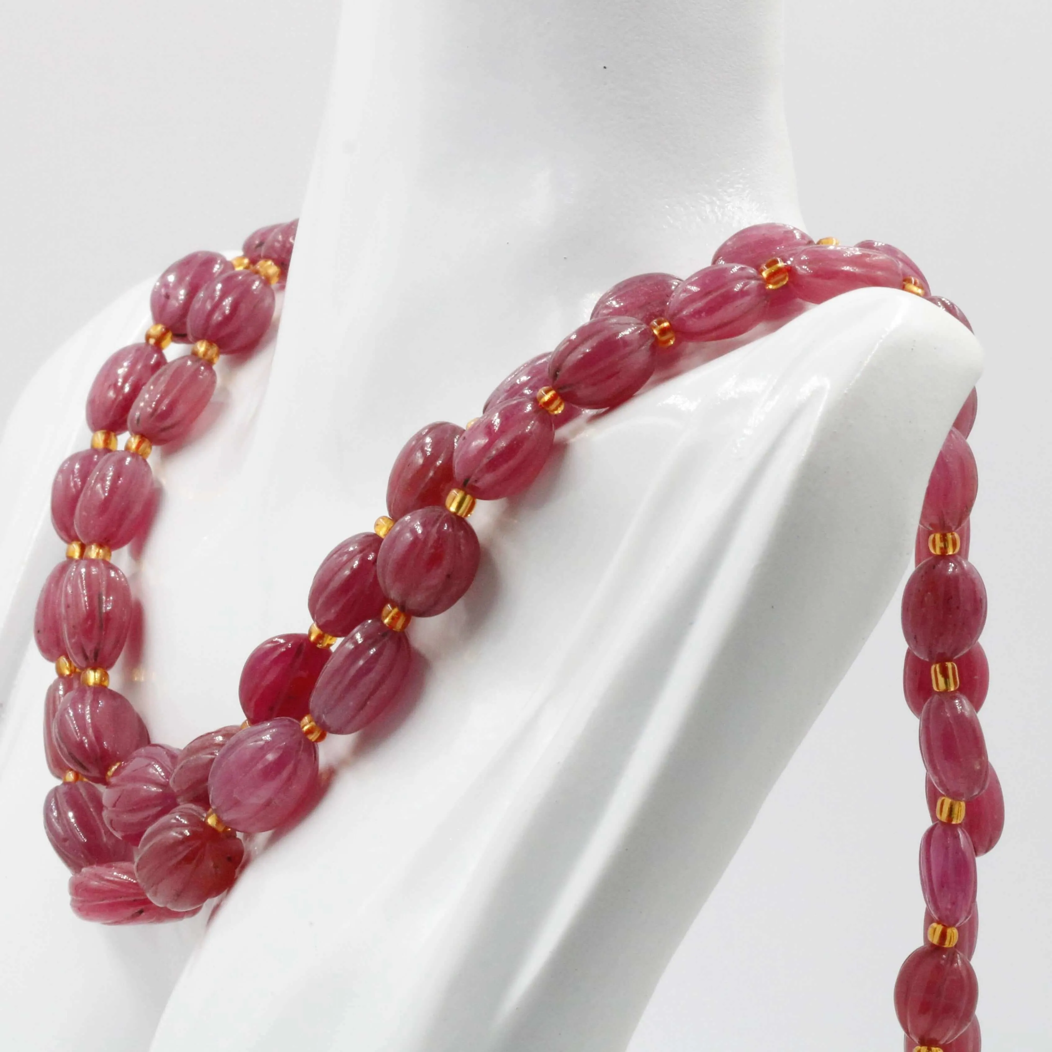 Natural Ruby Necklace Genuine Ruby Beaded Gemstone Necklace Indian Necklace Real Ruby Sarafa Gemstone Necklace SKU 6142823