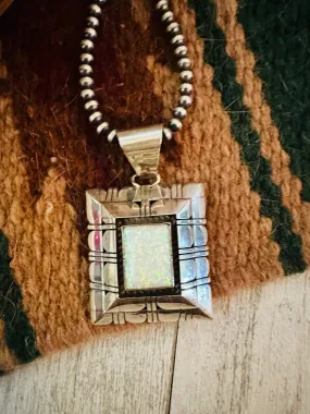 Navajo Sterling Silver & White Opal Pendant