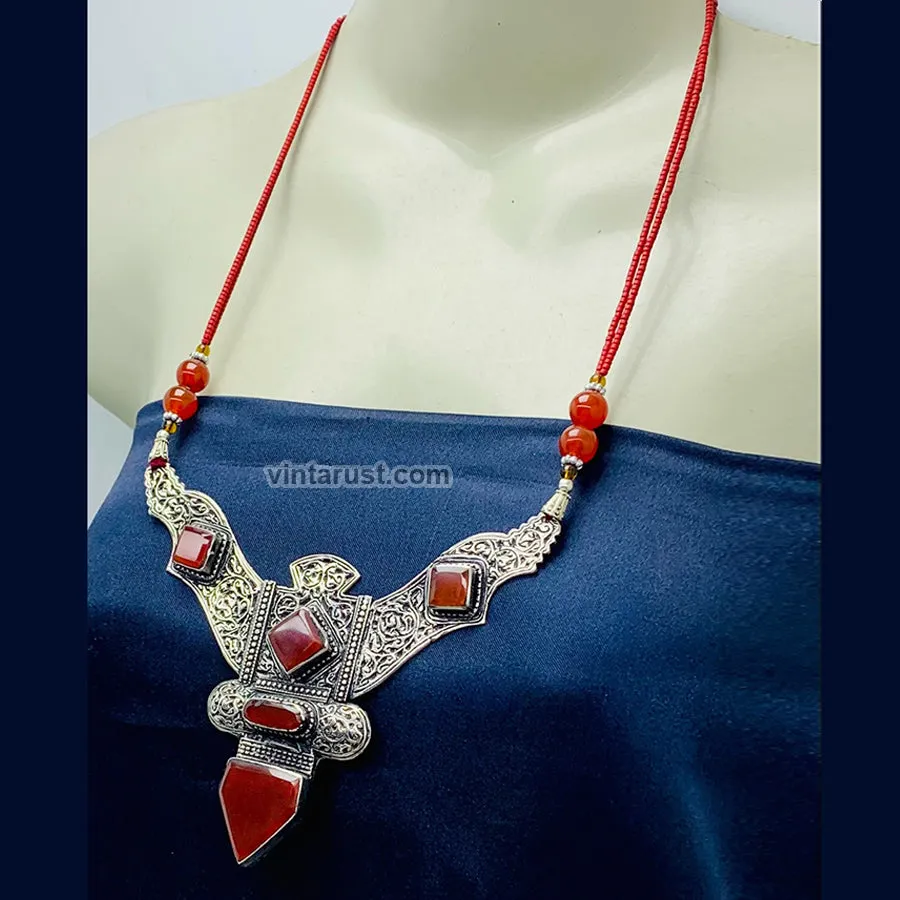 Nepalese Necklace With Triangular Patterned Pendant