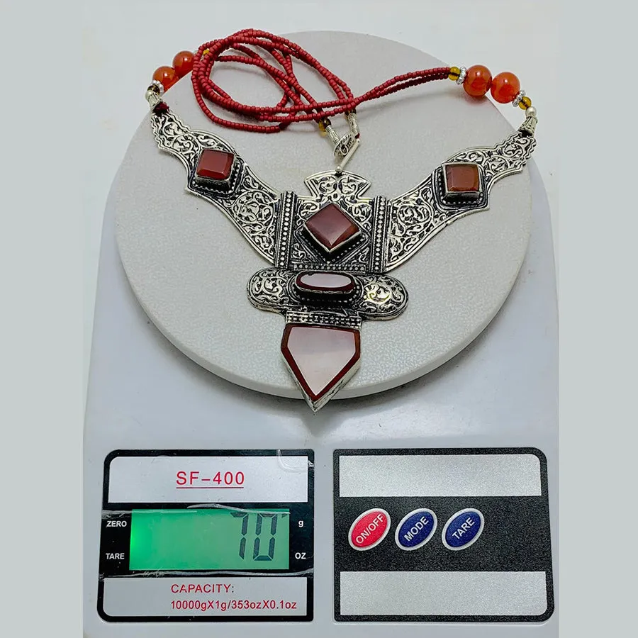 Nepalese Necklace With Triangular Patterned Pendant