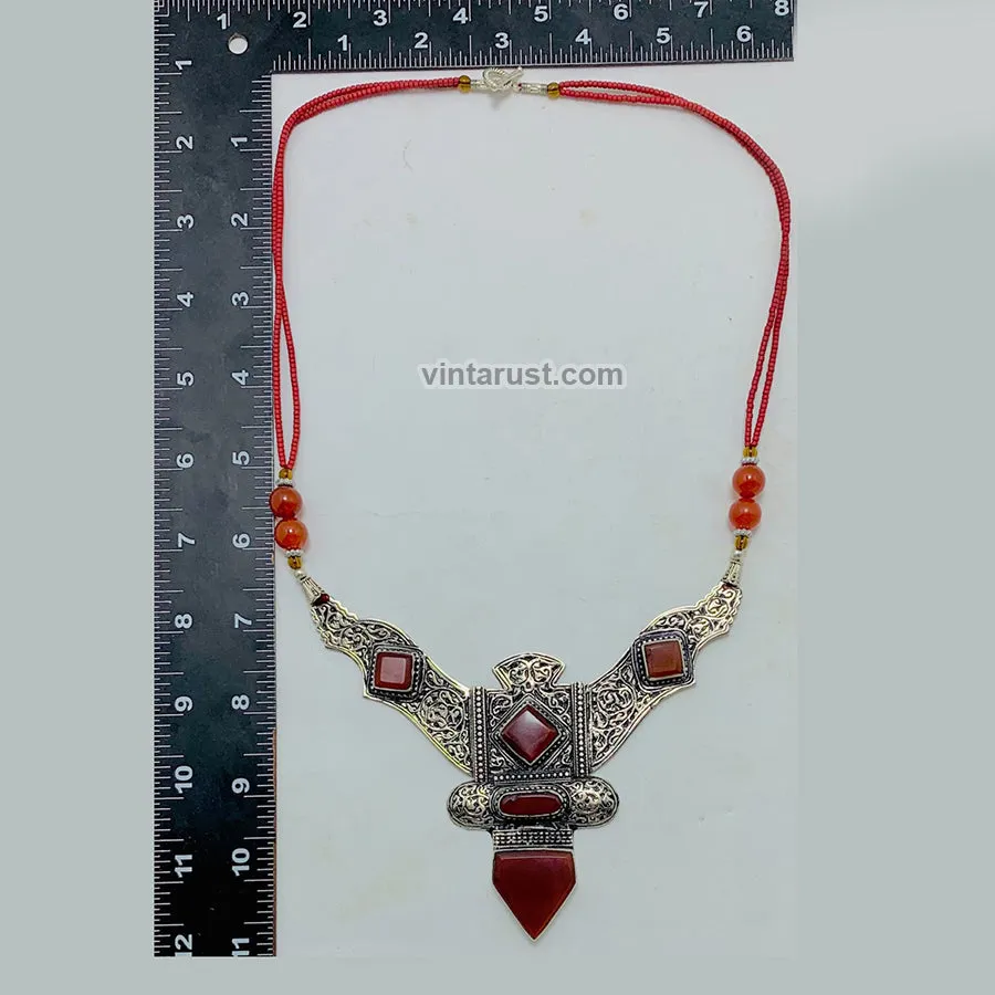 Nepalese Necklace With Triangular Patterned Pendant