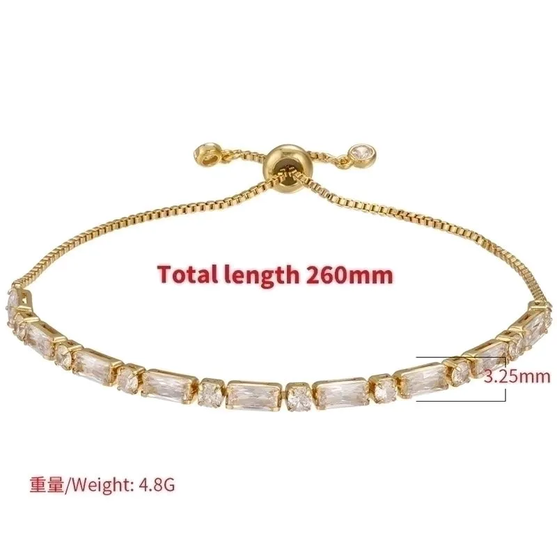 New Zircon Bracelet Square Round Adjustable Pull Bracelet Jewelry Accessories