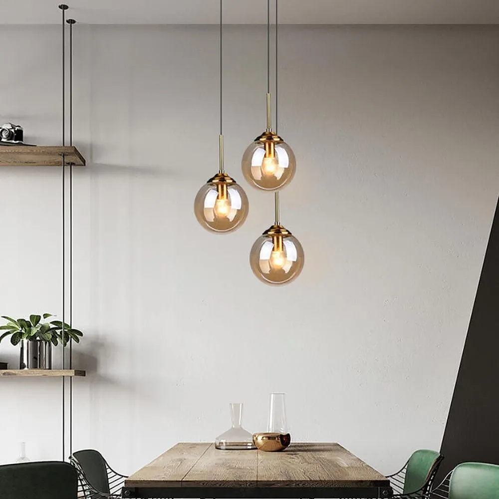 Nordic Pendant Dark Glass Gray Lights Hanglamp Bar Restaurant Bedroom Bedside Modern Glass Ball