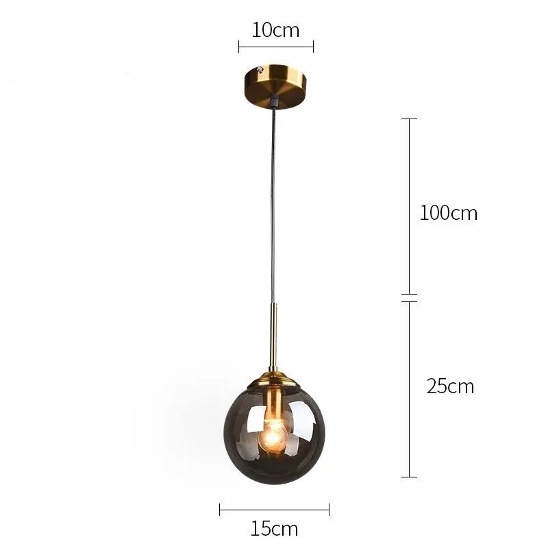 Nordic Pendant Dark Glass Gray Lights Hanglamp Bar Restaurant Bedroom Bedside Modern Glass Ball