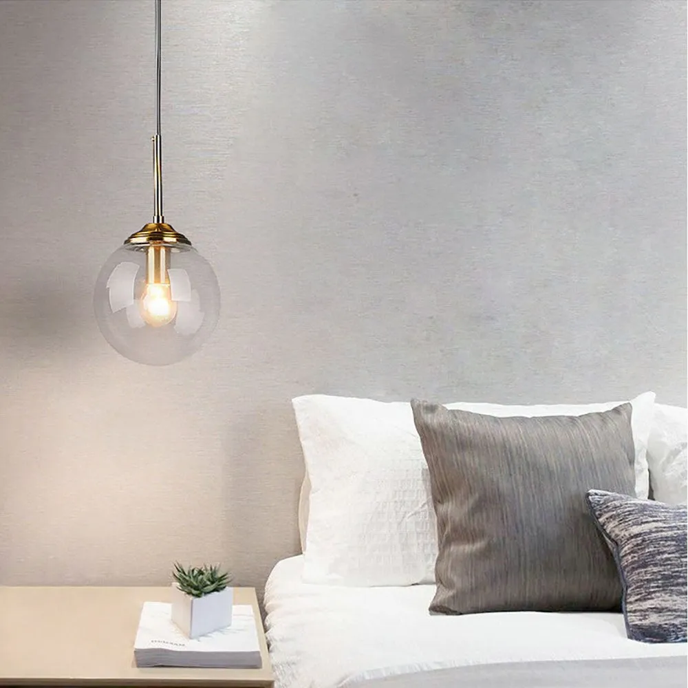 Nordic Pendant Dark Glass Gray Lights Hanglamp Bar Restaurant Bedroom Bedside Modern Glass Ball