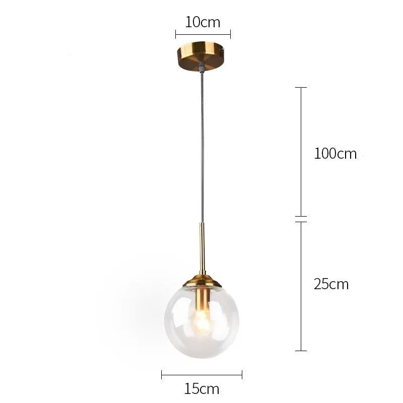 Nordic Pendant Dark Glass Gray Lights Hanglamp Bar Restaurant Bedroom Bedside Modern Glass Ball