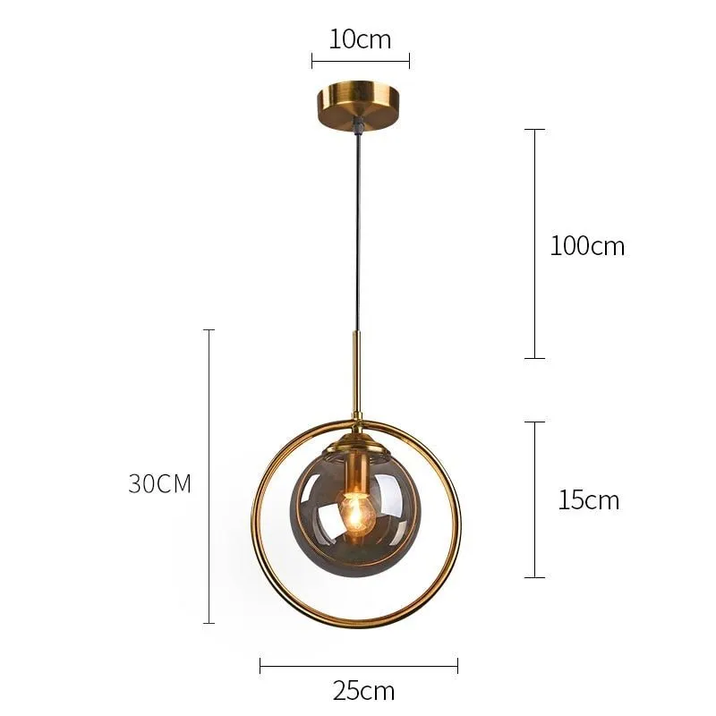 Nordic Pendant Dark Glass Gray Lights Hanglamp Bar Restaurant Bedroom Bedside Modern Glass Ball