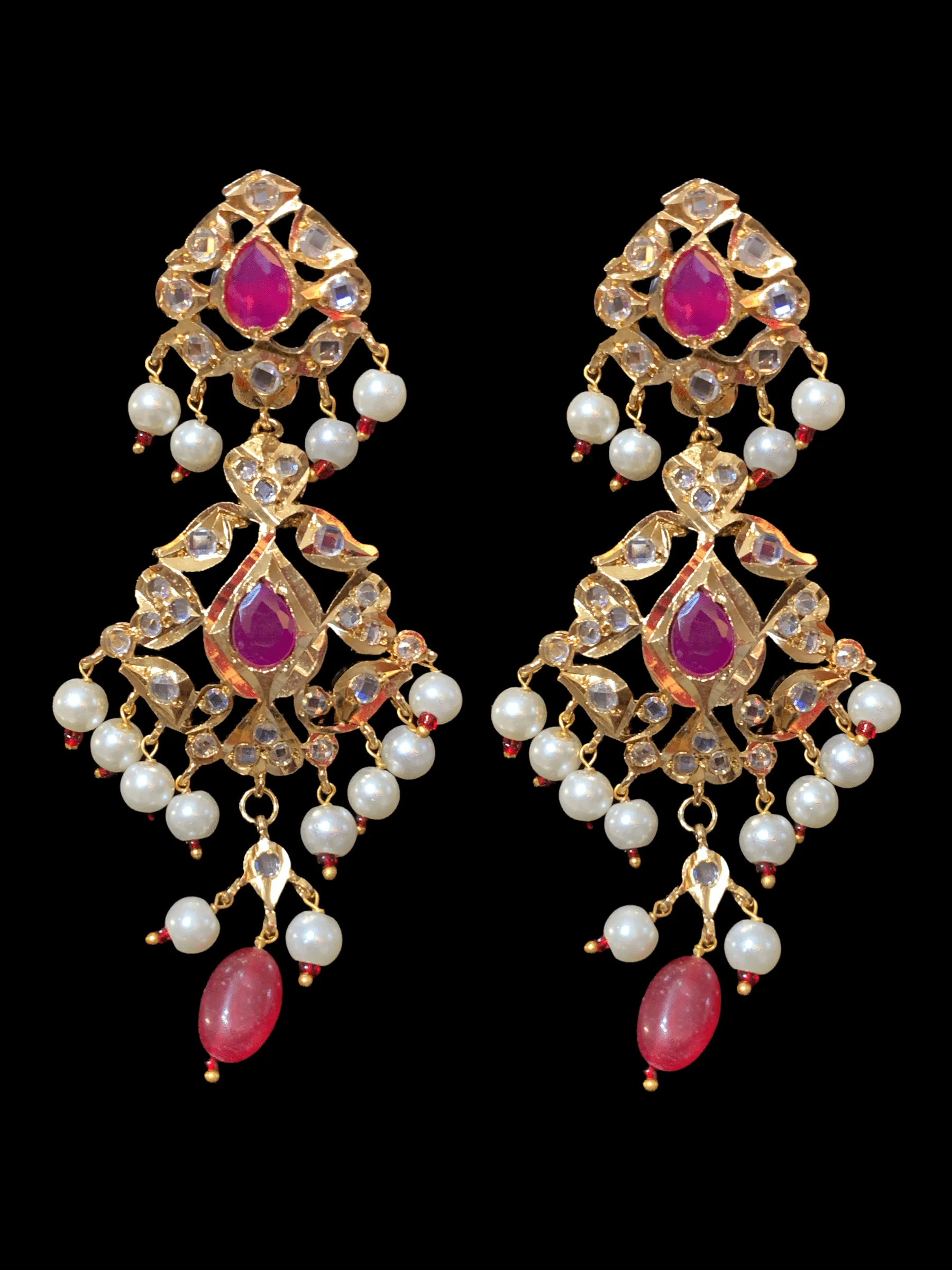 NS25 Smitha necklace set  in rubies (READY TO SHIP )