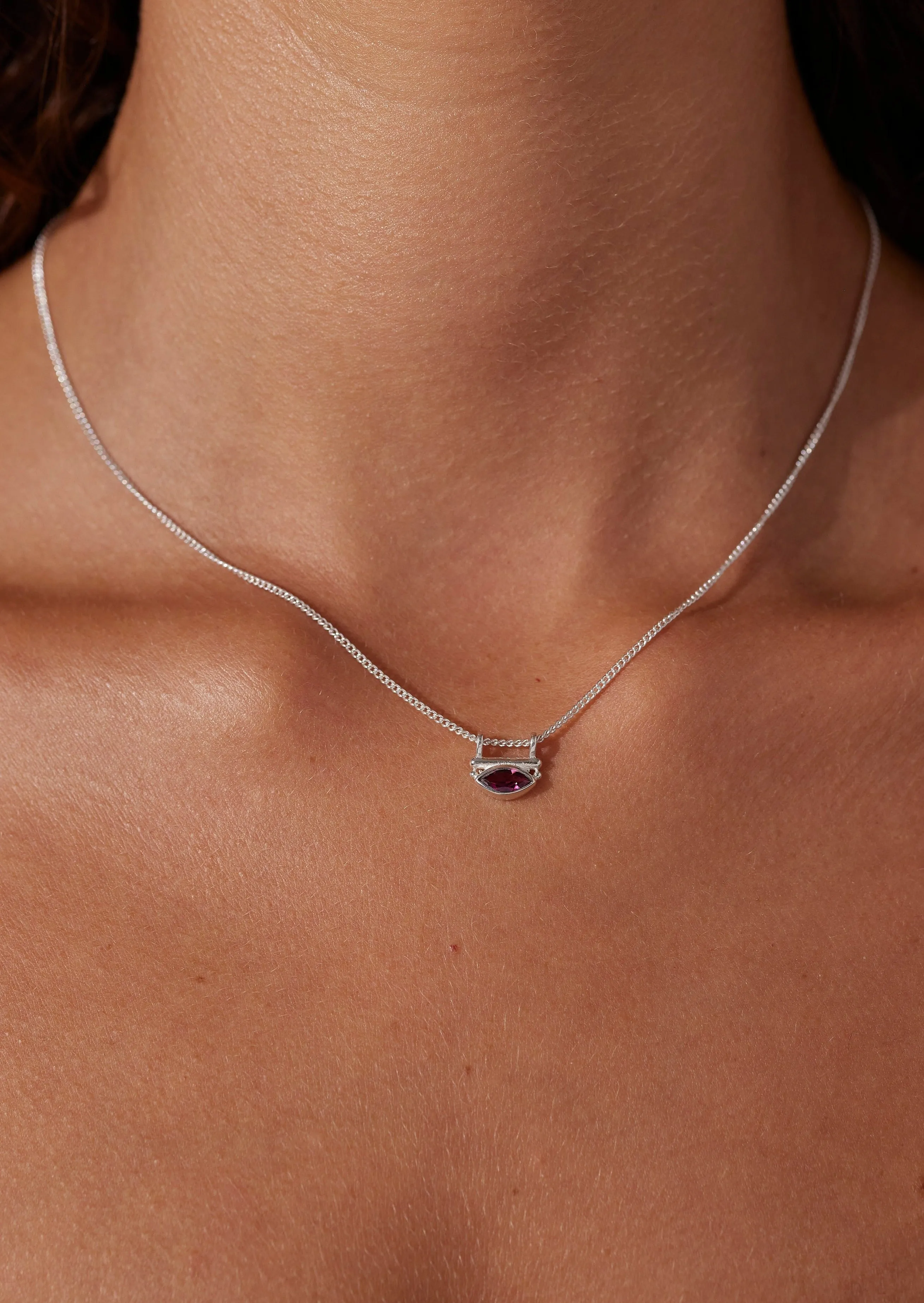 Nyra Rhodolite Silver Necklace