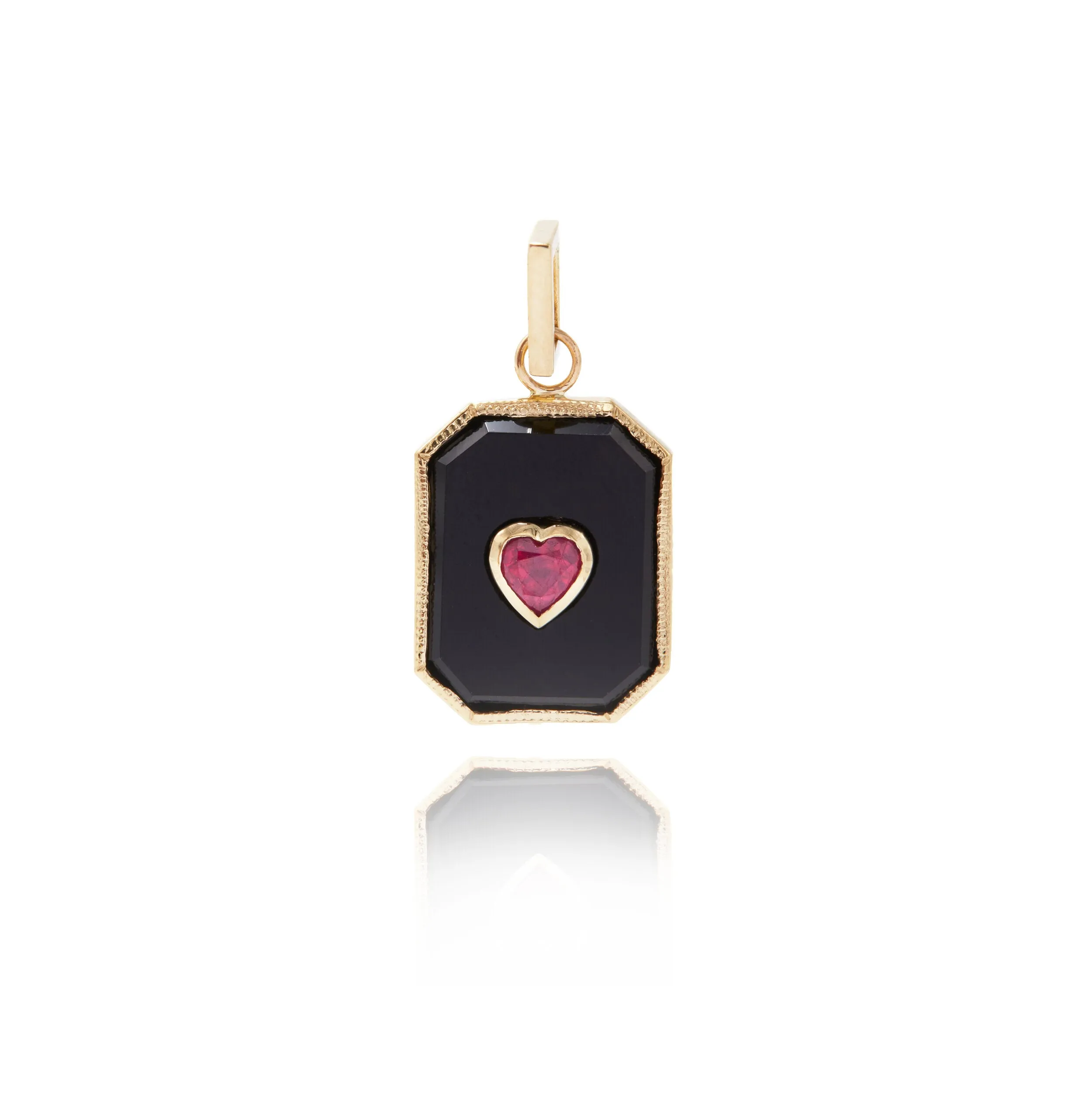 Onyx Ruby Heart Charm