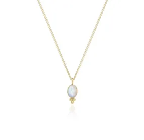 Oval Gold Rainbow Moonstone Necklace