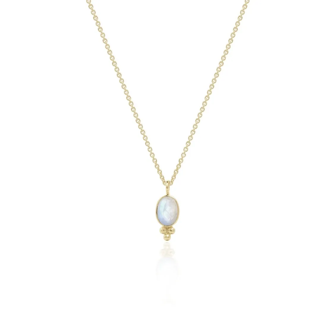 Oval Gold Rainbow Moonstone Necklace