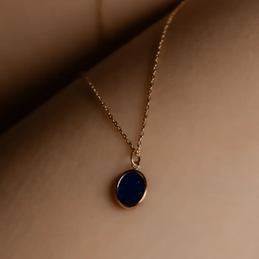 OVAL LAPIS LAZULI BEZEL SET PENDANT