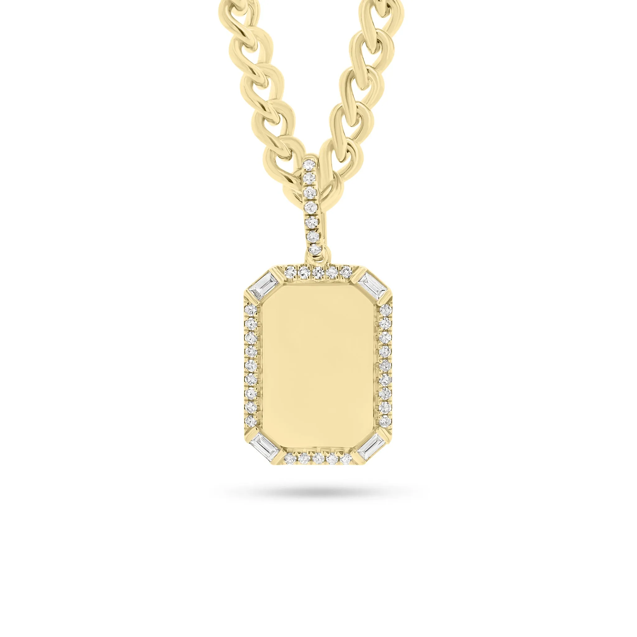 Pave & Baguette Diamond Dog Tag Pendant