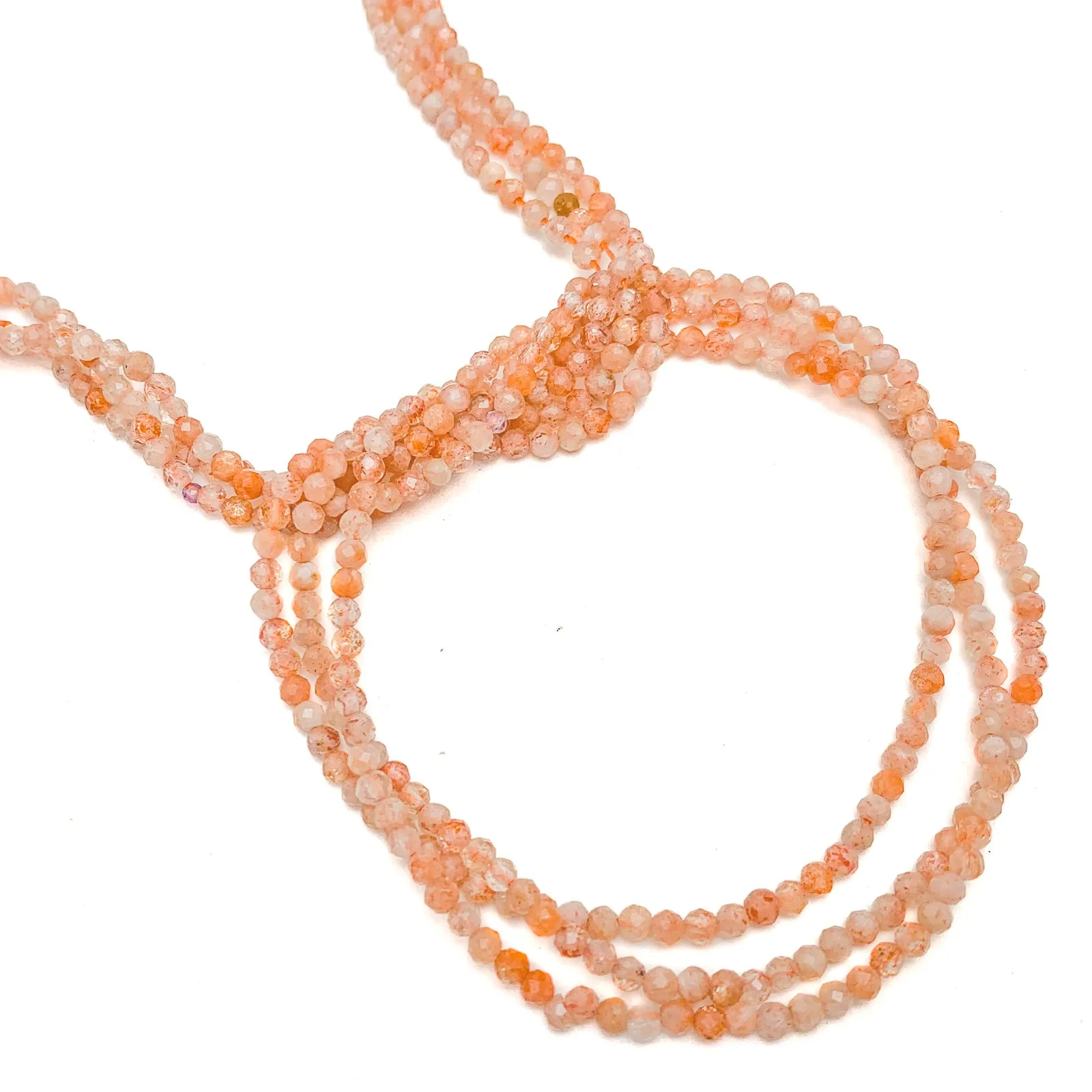 Peach Moonstone 2.5mm Faceted Rounds Bead Strand