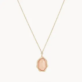 peach moonstone mood necklace - 14k yellow gold