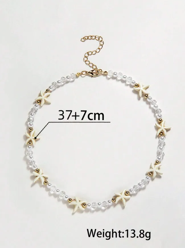 Pearl & Crystal Starfish Choker Necklace