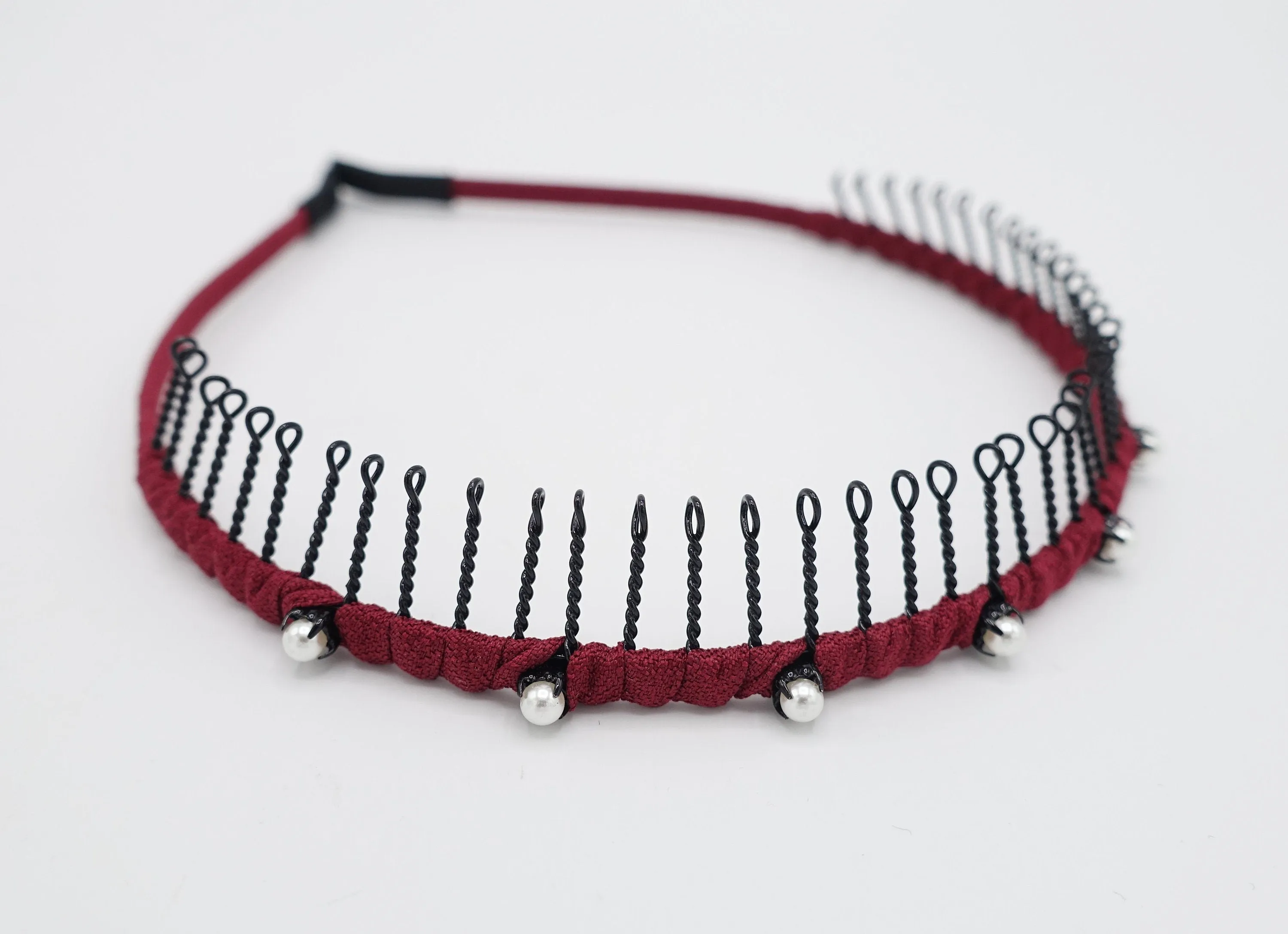 pearl embellished teeth comb headband wrap hairband basic casual hair accessory for women