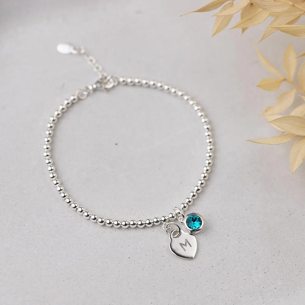 Personalised December Birthstone Bracelet - Blue Zircon Crystal