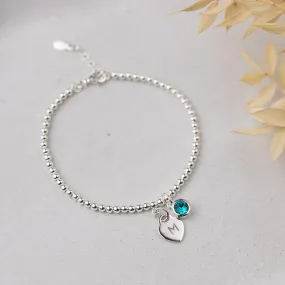 Personalised December Birthstone Bracelet - Blue Zircon Crystal