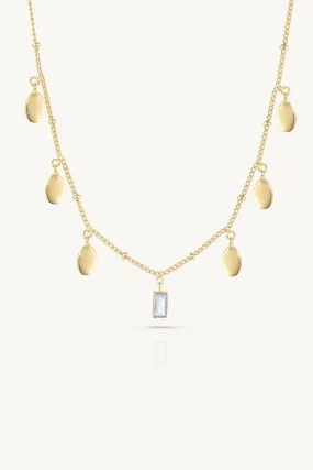 Petal Moonstone Gold Necklace